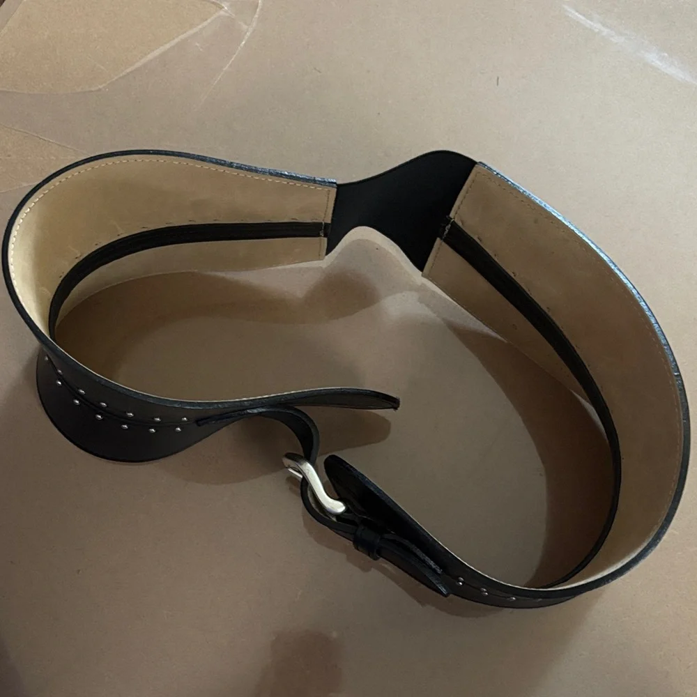 Streets Ahead Black Leather Belt with Silver Studs Small - Picture 5 of 14